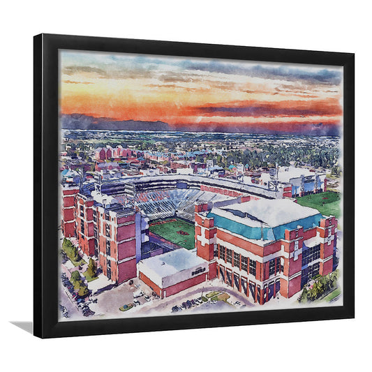 Boone Pickens Stadium, Oklahoma State Football Painting Stadium Watercolor, Sport Gift Art, Framed Art Print Wall Decor