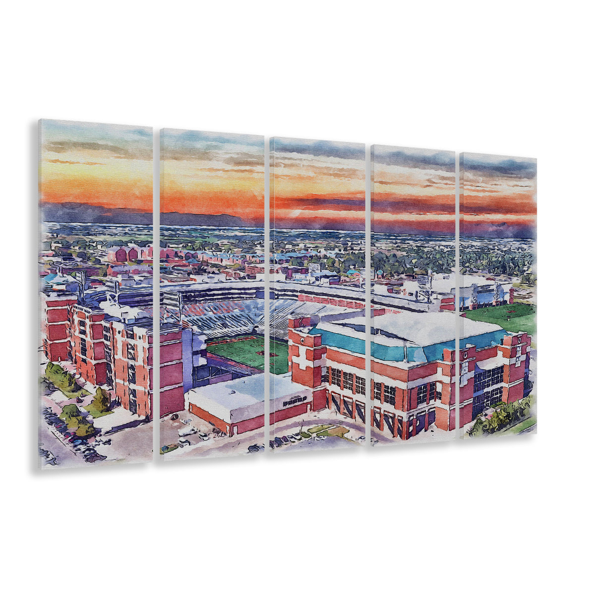 Boone Pickens Stadium, Oklahoma State Football Painting Stadium Watercolor, Sport Art, Extra Large Canvas Print