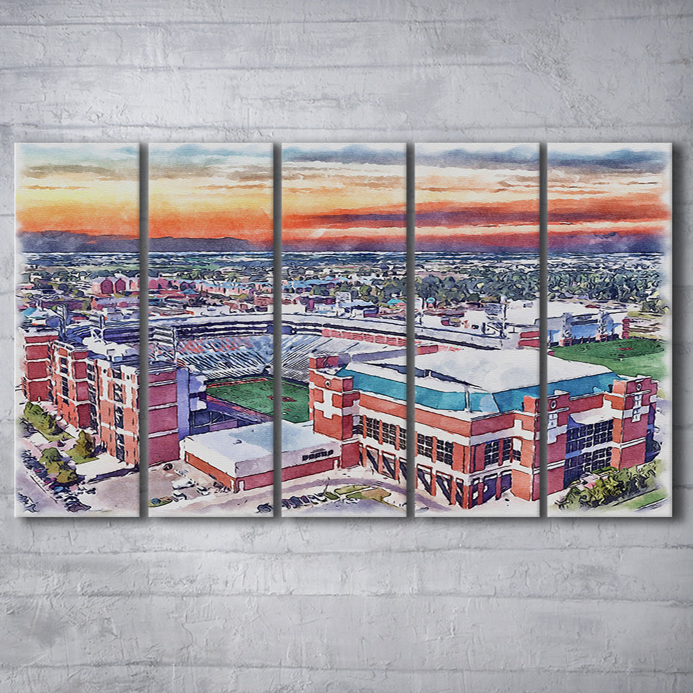 Boone Pickens Stadium, Oklahoma State Football Painting Stadium Watercolor, Sport Art, Extra Large Canvas Print