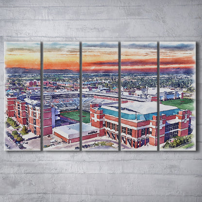 Boone Pickens Stadium, Oklahoma State Football Painting Stadium Watercolor, Sport Art, Extra Large Canvas Print