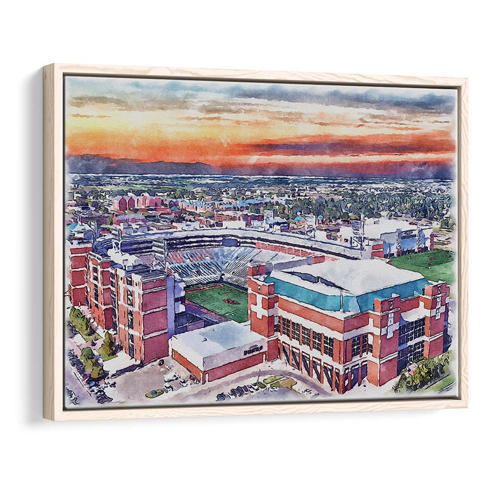 Boone Pickens Stadium, Oklahoma State Football Painting Stadium Watercolor, Sport Gift Art, Framed Canvas Print Wall Art