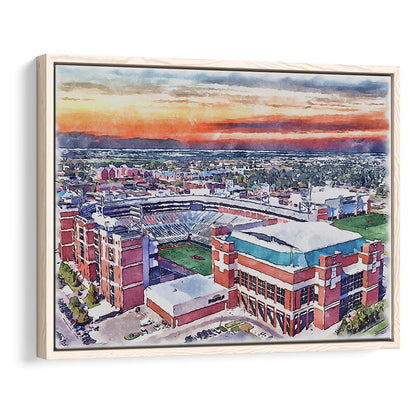 Boone Pickens Stadium, Oklahoma State Football Painting Stadium Watercolor, Sport Gift Art, Framed Canvas Print Wall Art