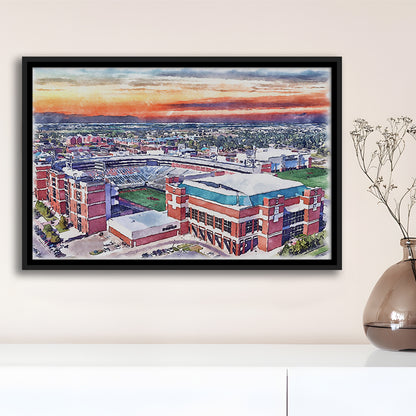 Boone Pickens Stadium, Oklahoma State Football Painting Stadium Watercolor, Sport Gift Art, Framed Canvas Print Wall Art