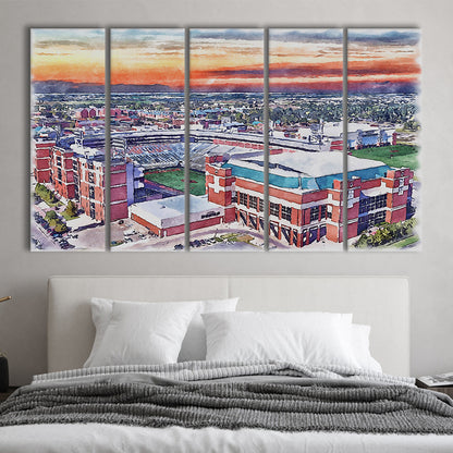 Boone Pickens Stadium, Oklahoma State Football Painting Stadium Watercolor, Sport Art, Extra Large Canvas Print
