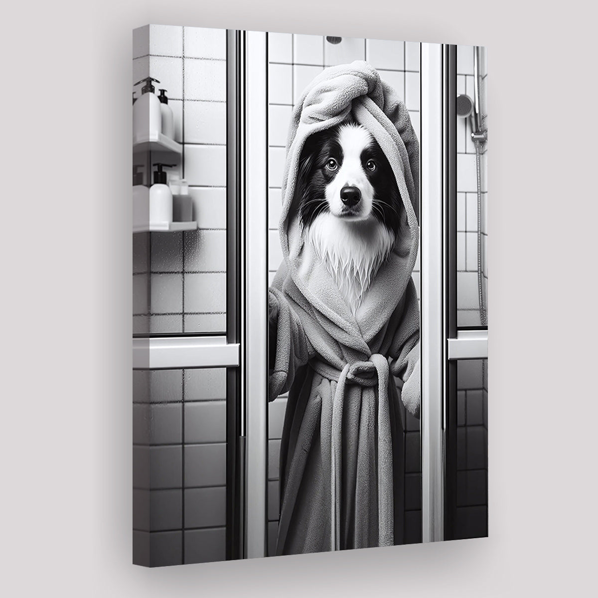 Border Collie Canvas Prints Wall Art, Bathroom Art Print, Border Collie Art
