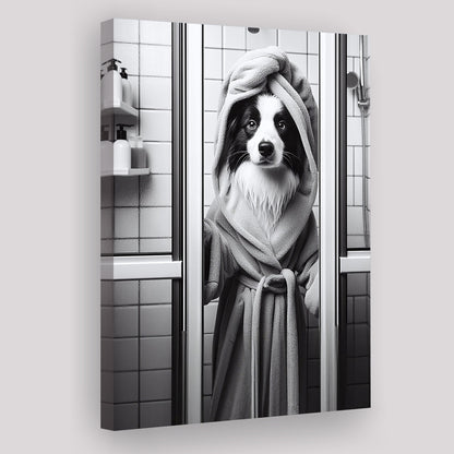Border Collie Canvas Prints Wall Art, Bathroom Art Print, Border Collie Art