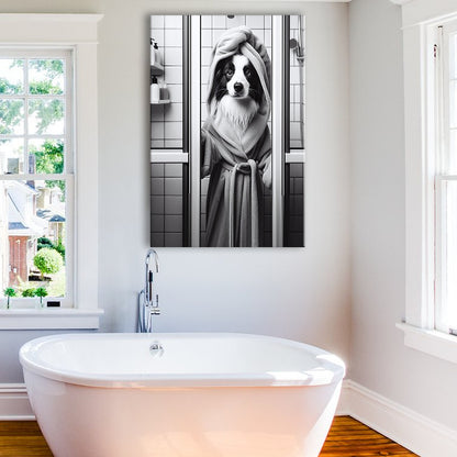 Border Collie Canvas Prints Wall Art, Bathroom Art Print, Border Collie Art
