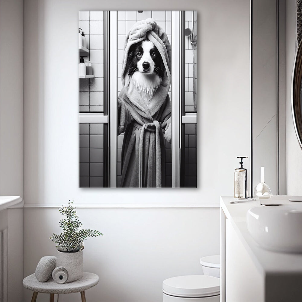 Border Collie Canvas Prints Wall Art, Bathroom Art Print, Border Collie Art