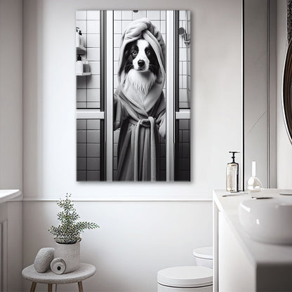 Border Collie Canvas Prints Wall Art, Bathroom Art Print, Border Collie Art
