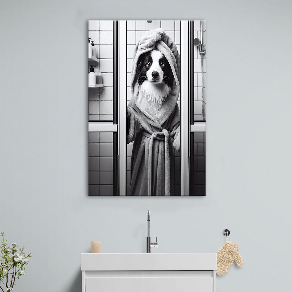 Border Collie Canvas Prints Wall Art, Bathroom Art Print, Border Collie Art