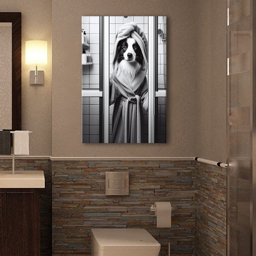 Border Collie Canvas Prints Wall Art, Bathroom Art Print, Border Collie Art