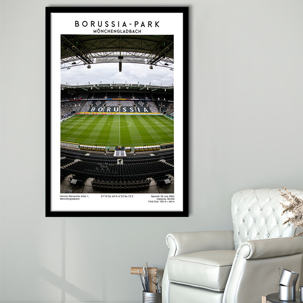 Borussia-Park, Mönchengladbach Stadium Wall Art Print, Bundesliga Football Wall Art, Framed Art Prints Wall Decor