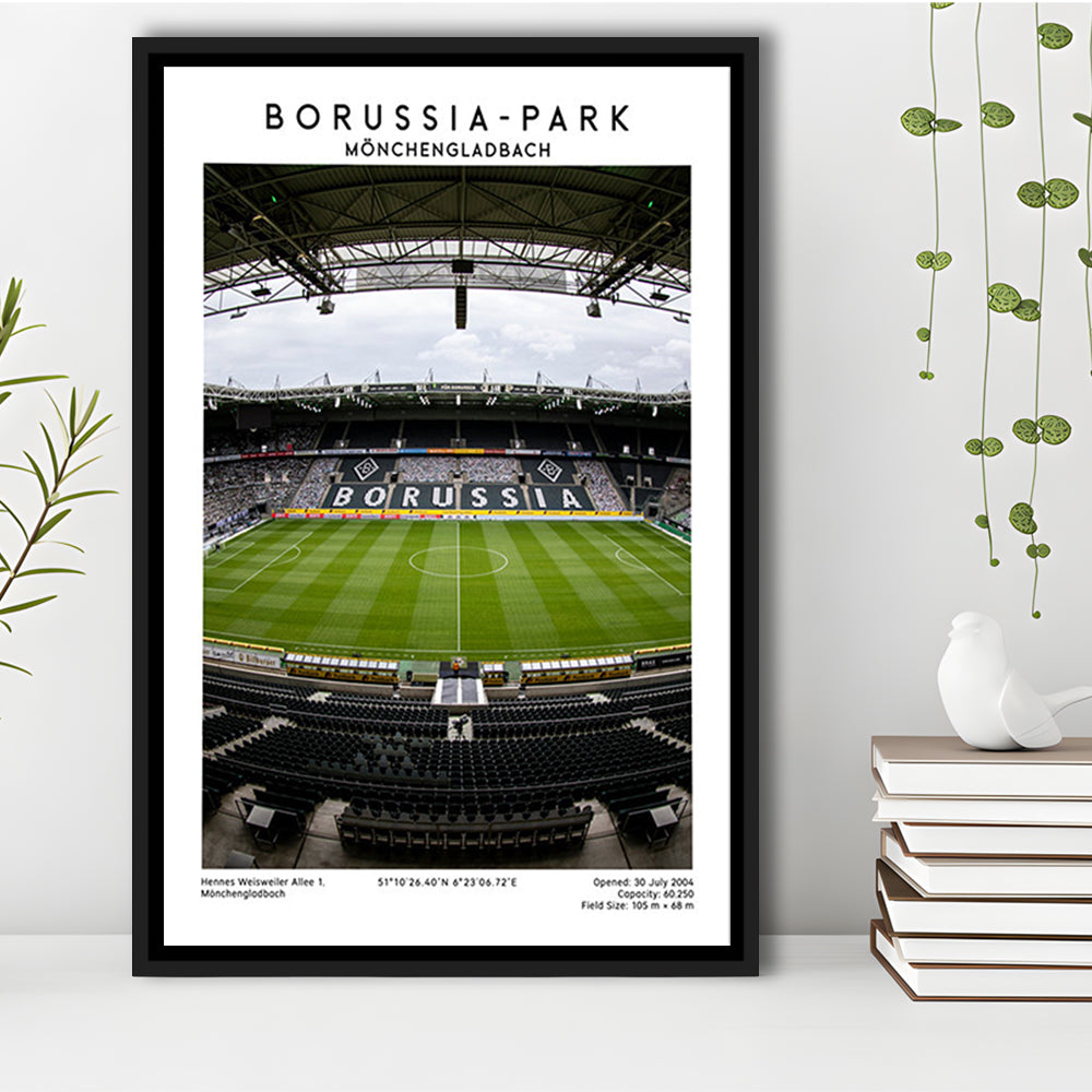 Borussia-Park, Mönchengladbach Stadium Wall Art Print, Bundesliga Football Wall Art, Framed Canvas Prints Wall Art
