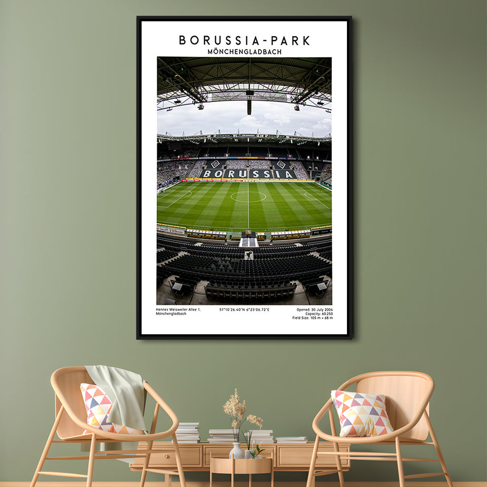 Borussia-Park, Mönchengladbach Stadium Wall Art Print, Bundesliga Football Wall Art, Framed Canvas Prints Wall Art
