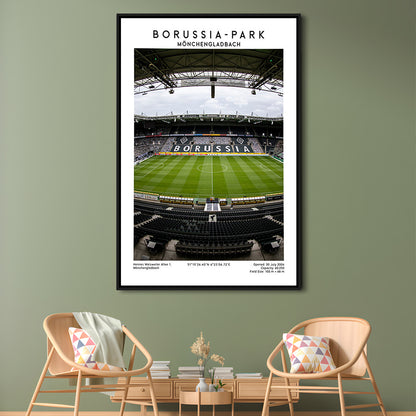 Borussia-Park, Mönchengladbach Stadium Wall Art Print, Bundesliga Football Wall Art, Framed Canvas Prints Wall Art