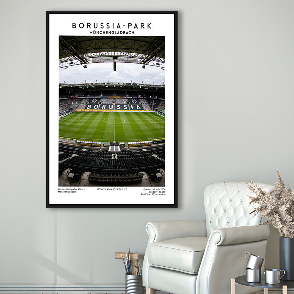 Borussia-Park, Mönchengladbach Stadium Wall Art Print, Bundesliga Football Wall Art, Framed Canvas Prints Wall Art