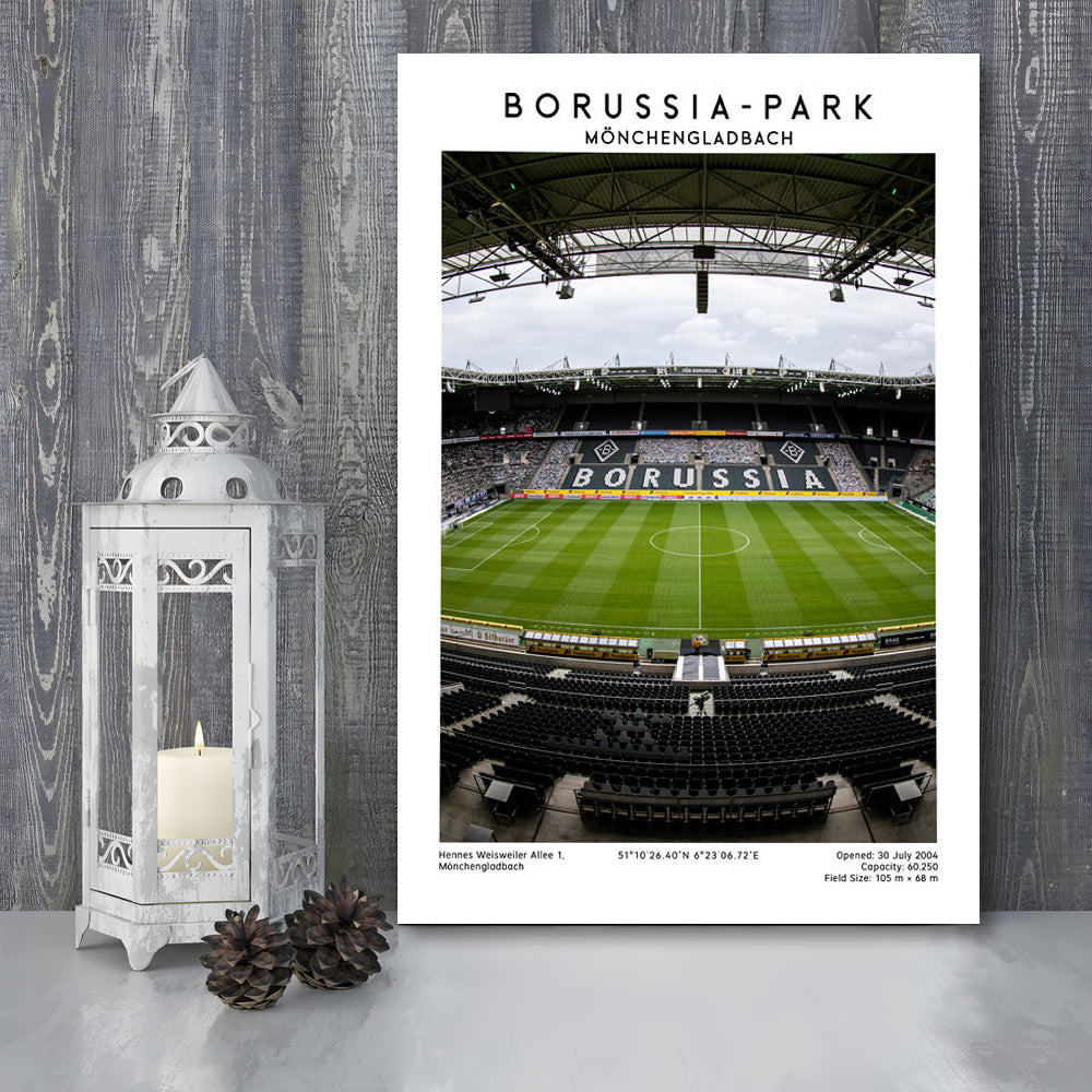 Borussia-Park, Mönchengladbach Stadium Wall Art Print, Bundesliga Football Wall Art, Canvas Prints Wall Art, Man Cave Decor