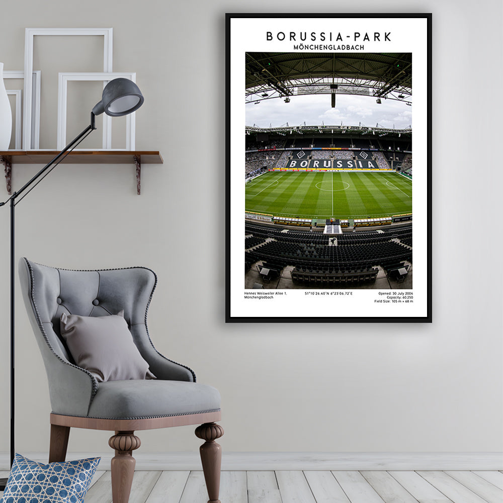 Borussia-Park, Mönchengladbach Stadium Wall Art Print, Bundesliga Football Wall Art, Framed Canvas Prints Wall Art