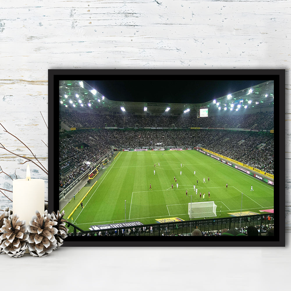 Borussia Park Stadium, Stadium Canvas, Sport Art, Framed Canvas Print Wall Art, Floating Frame