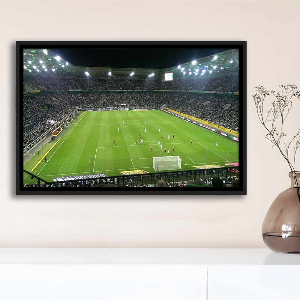 Borussia Park Stadium, Stadium Canvas, Sport Art, Framed Canvas Print Wall Art, Floating Frame