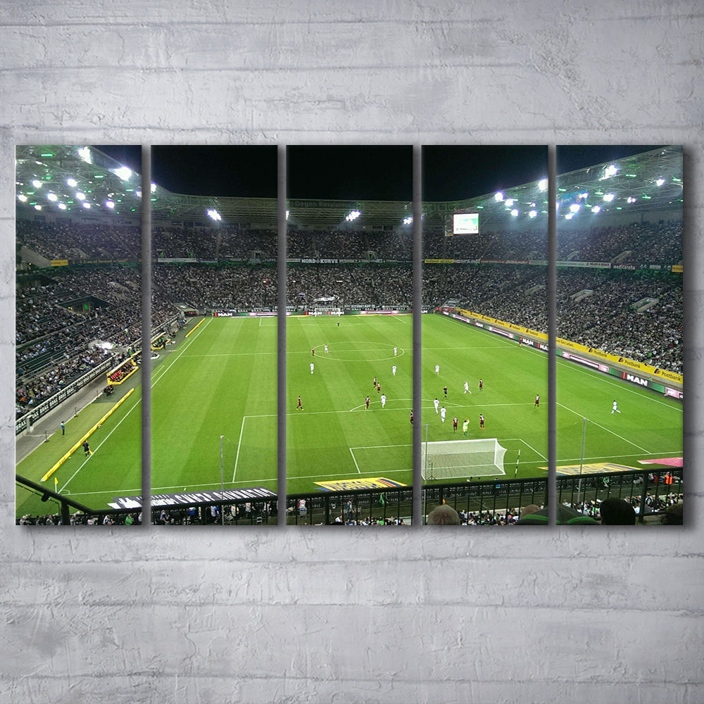 Borussia Park Stadium, Stadium Canvas, Sport Art, 5 Panel B, Extra Large Canvas, Canvas Print Wall Art