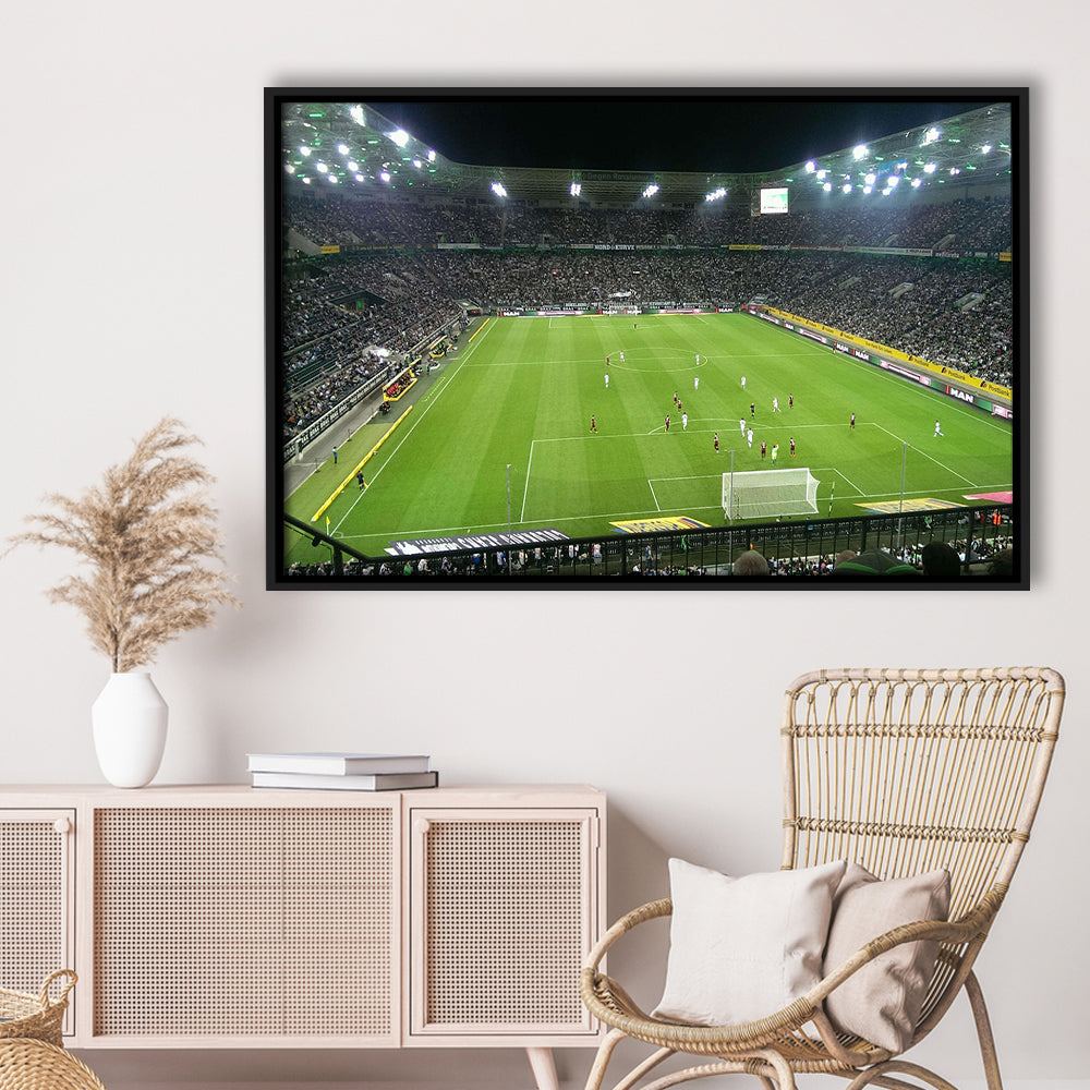 Borussia Park Stadium, Stadium Canvas, Sport Art, Framed Canvas Print Wall Art, Floating Frame