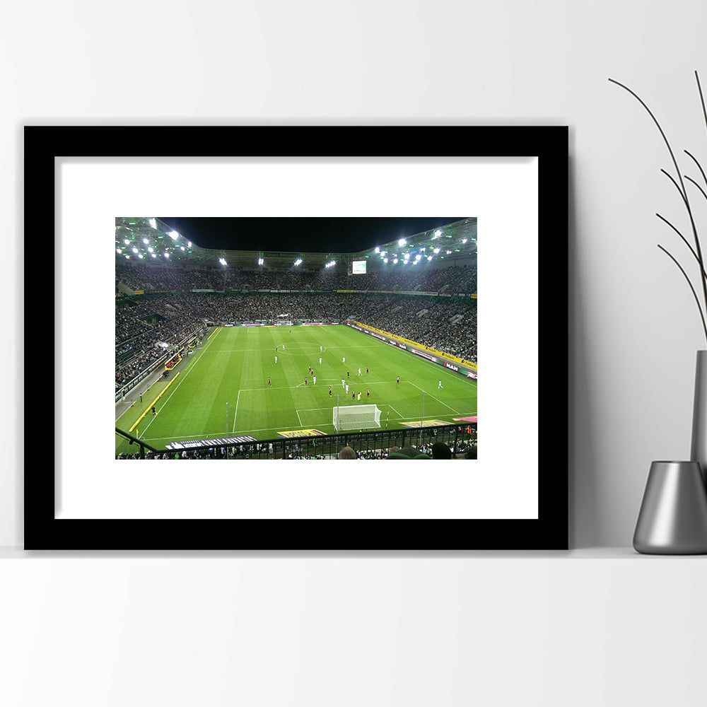Borussia Park Stadium, Stadium Canvas, Sport Art, Gift for him, White Border Framed Art Print Wall Decor