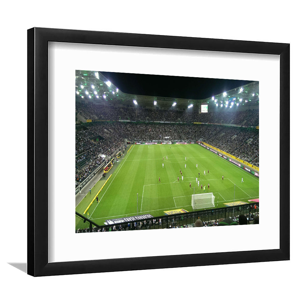Borussia Park Stadium, Stadium Canvas, Sport Art, Gift for him, White Border Framed Art Print Wall Decor