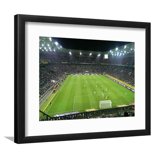 Borussia Park Stadium, Stadium Canvas, Sport Art, Gift for him, White Border Framed Art Print Wall Decor