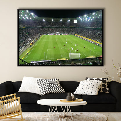 Borussia Park Stadium, Stadium Canvas, Sport Art, Framed Canvas Print Wall Art, Floating Frame