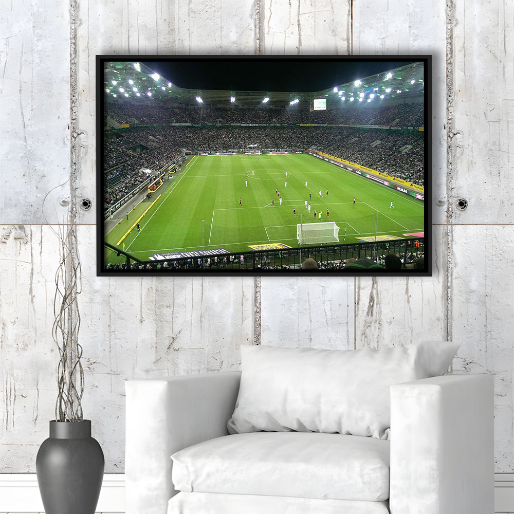 Borussia Park Stadium, Stadium Canvas, Sport Art, Framed Canvas Print Wall Art, Floating Frame
