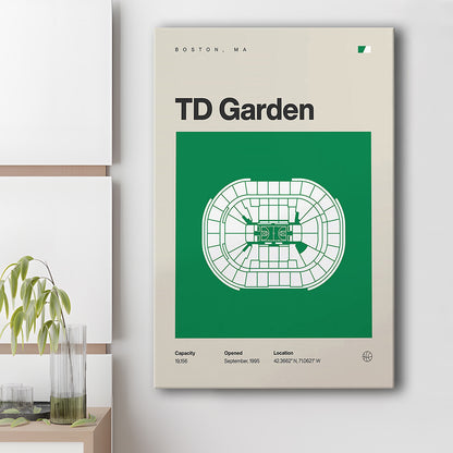 Boston Celtics Stadium Print, TD Garden Stadium Print, Fan Gifts, Sport Art, Canvas Print Wall Art