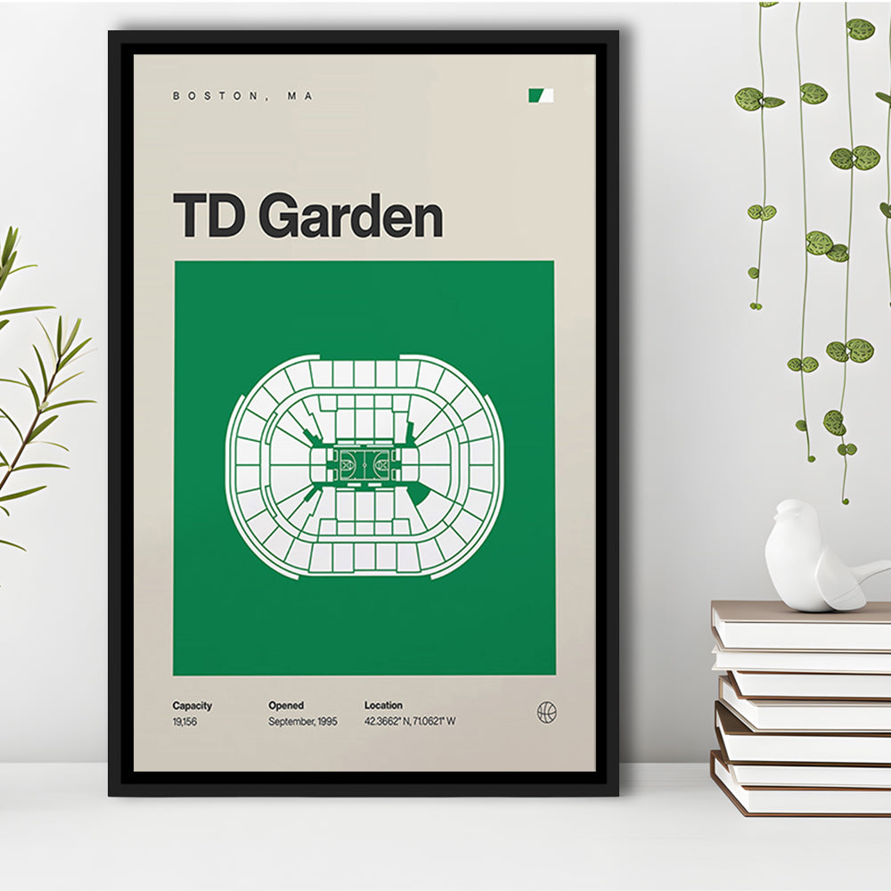 Boston Celtics Stadium Print, TD Garden Stadium Print, Man Cave Gift, Floating Framed Canvas Print Wall Art