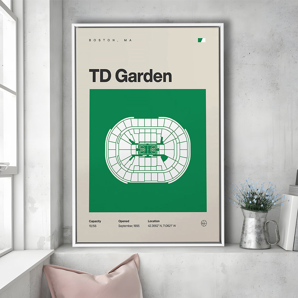 Boston Celtics Stadium Print, TD Garden Stadium Print, Man Cave Gift, Floating Framed Canvas Print Wall Art