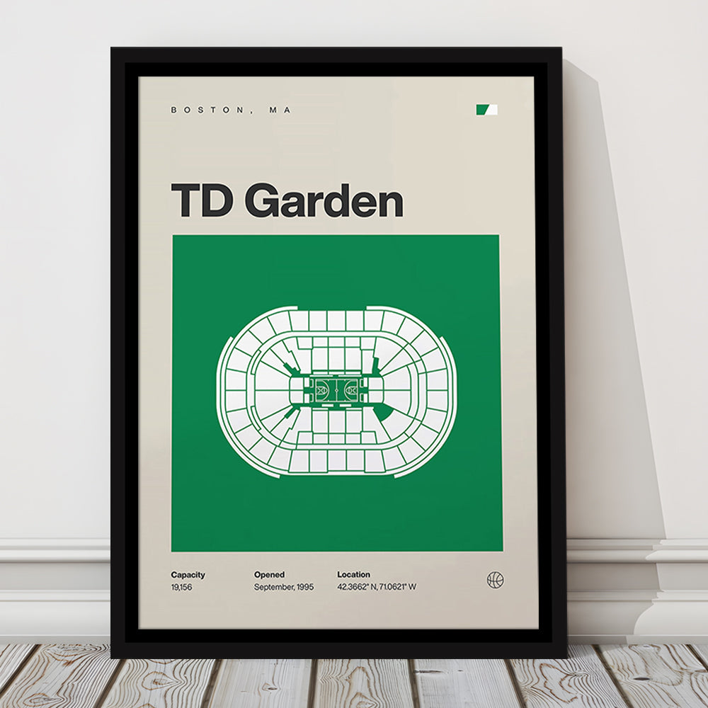 Boston Celtics Stadium Print, TD Garden Stadium Print, Man Cave Gift, Floating Framed Canvas Print Wall Art