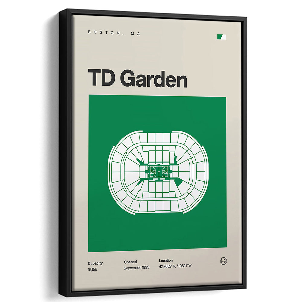 Boston Celtics Stadium Print, TD Garden Stadium Print, Man Cave Gift, Floating Framed Canvas Print Wall Art