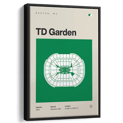 Boston Celtics Stadium Print, TD Garden Stadium Print, Man Cave Gift, Floating Framed Canvas Print Wall Art