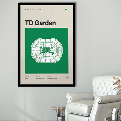 Boston Celtics Stadium Print, TD Garden Stadium Print, Gifts for him, Sport Art, Framed Art Print Wall Decor