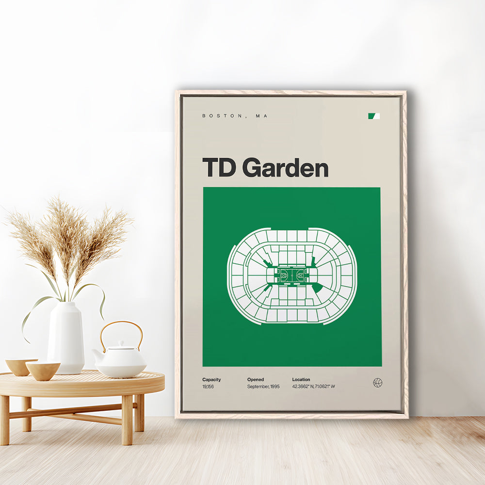 Boston Celtics Stadium Print, TD Garden Stadium Print, Man Cave Gift, Floating Framed Canvas Print Wall Art