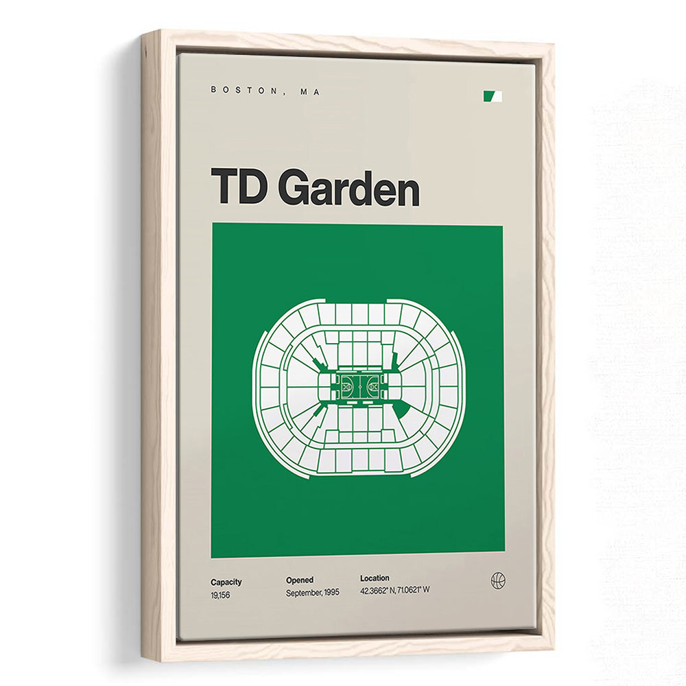 Boston Celtics Stadium Print, TD Garden Stadium Print, Man Cave Gift, Floating Framed Canvas Print Wall Art