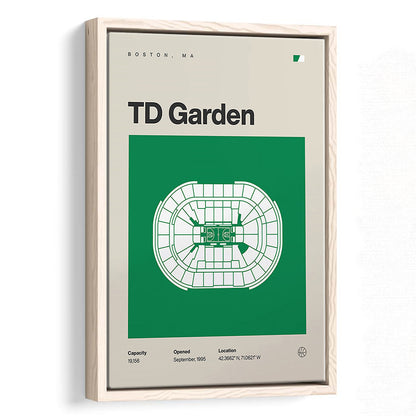 Boston Celtics Stadium Print, TD Garden Stadium Print, Man Cave Gift, Floating Framed Canvas Print Wall Art