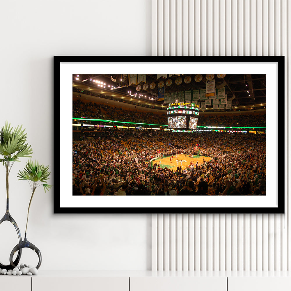 Boston Garden, Stadium Canvas, Sport Art, Gift for him, White Border Framed Art Print Wall Decor