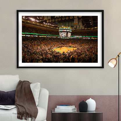 Boston Garden, Stadium Canvas, Sport Art, Gift for him, White Border Framed Art Print Wall Decor