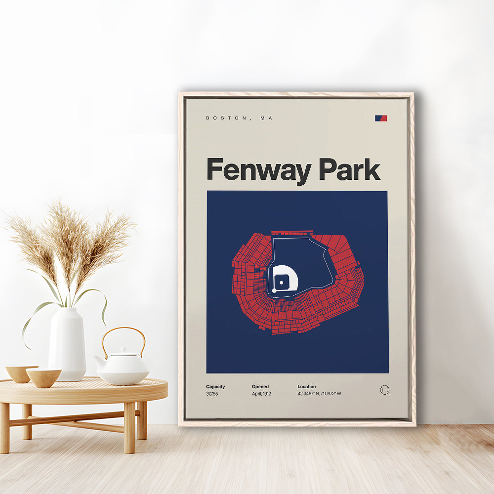 Boston Stadium Print, Fenway Park Stadium Print, Man Cave Gift, Floating Framed Canvas Print Wall Art