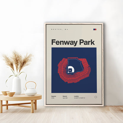Boston Stadium Print, Fenway Park Stadium Print, Man Cave Gift, Floating Framed Canvas Print Wall Art