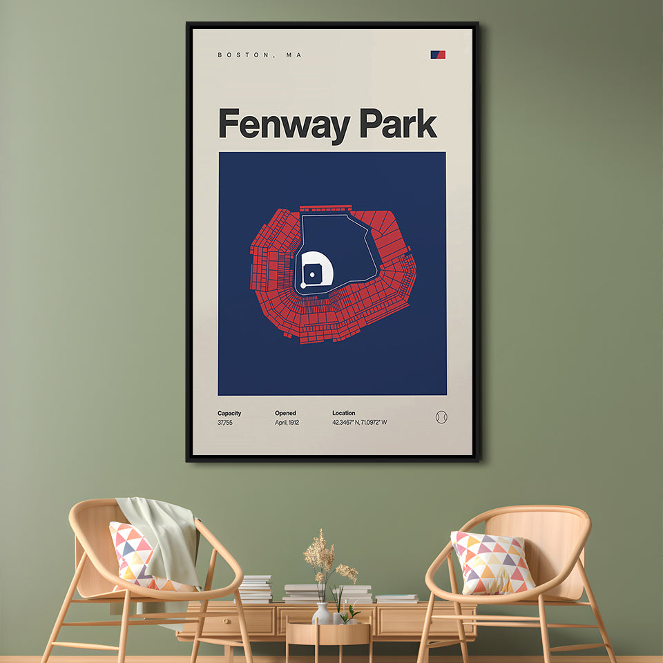 Boston Stadium Print, Fenway Park Stadium Print, Man Cave Gift, Floating Framed Canvas Print Wall Art