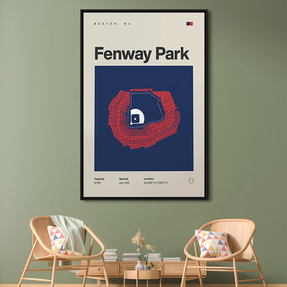 Boston Stadium Print, Fenway Park Stadium Print, Man Cave Gift, Floating Framed Canvas Print Wall Art