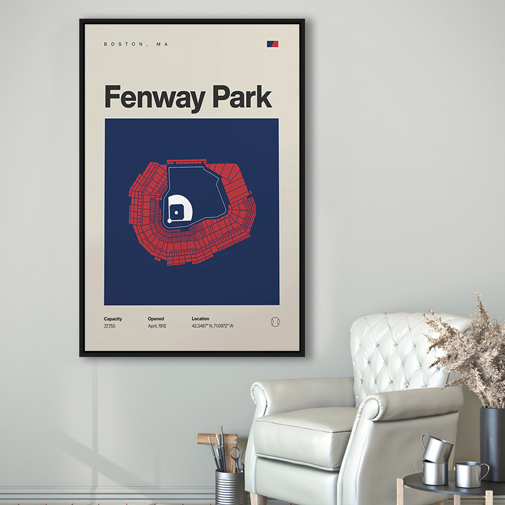 Boston Stadium Print, Fenway Park Stadium Print, Man Cave Gift, Floating Framed Canvas Print Wall Art