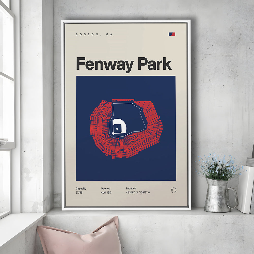 Boston Stadium Print, Fenway Park Stadium Print, Man Cave Gift, Floating Framed Canvas Print Wall Art