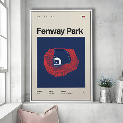 Boston Stadium Print, Fenway Park Stadium Print, Man Cave Gift, Floating Framed Canvas Print Wall Art